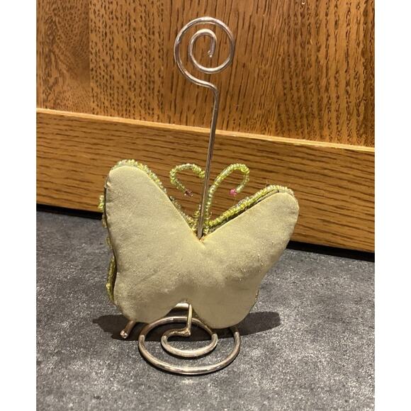 Vintage Beaded Butterfly Wire Picture Holder - Picture 3 of 3